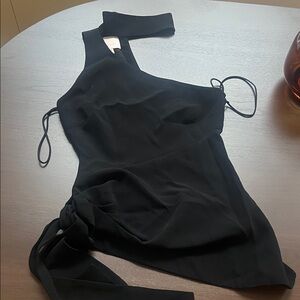 Cinq à Sept Black One Shoulder Dress